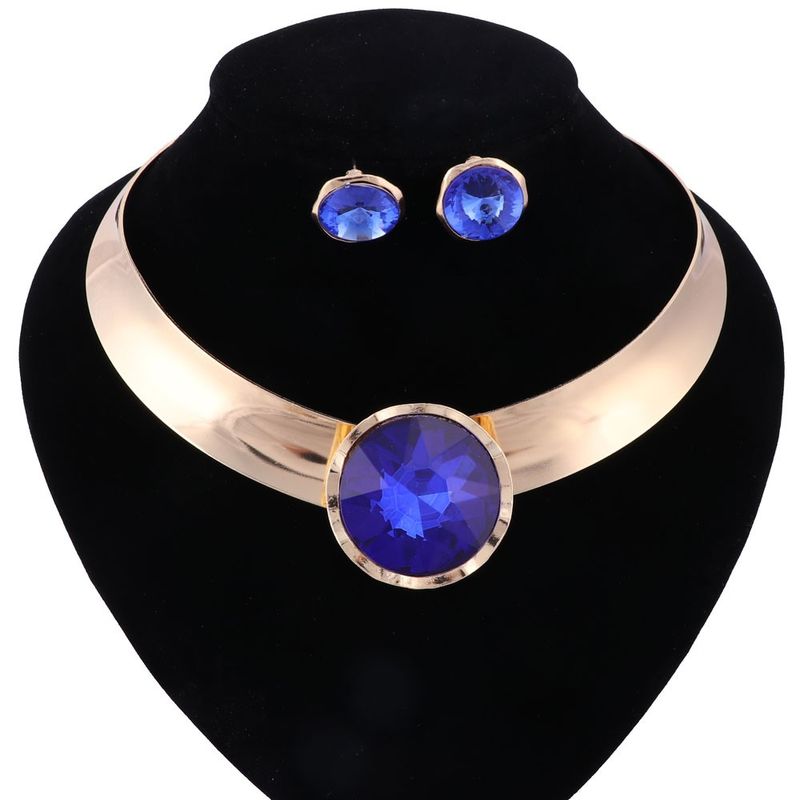 Mode Bib Kraag Kristallen Hanger Chunky Luxe Choker Verklaring Ketting Oorbel Vrouwen Partij Sieraden Sets_voghion.com