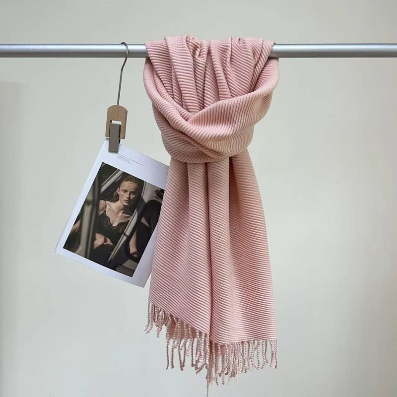 Soft solid color  cashmere for women's winter high-end feeling, pressed down shawl, Maillard scarf_voghion.com