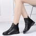 Martin Short Women Top Layer High Heel Cowhide Comfortable Soft Sole Flat Boots Red Genuine Leather Single Casual Shoes_voghion.com