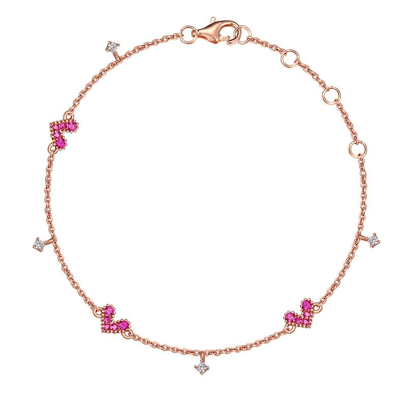 Bracciale coreano a forma di cuore in argento puro con zirconi intarsiati, design di nicchia per donna, senso del design dei gioielli_voghion.com