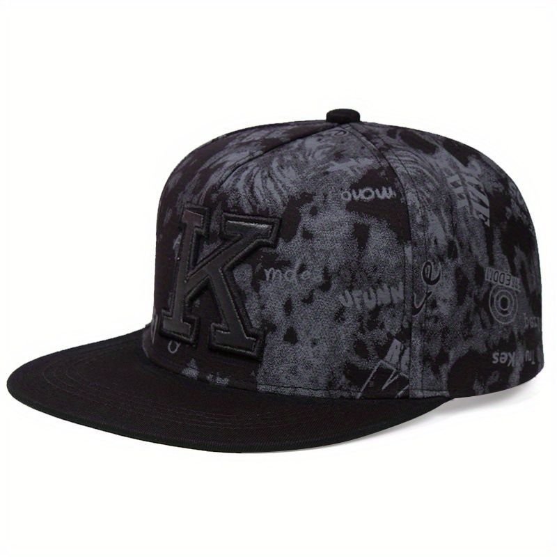 Men's And Women's Flat Brimmed With Street Embroidered Letters K Hip-hop Hats_voghion.com