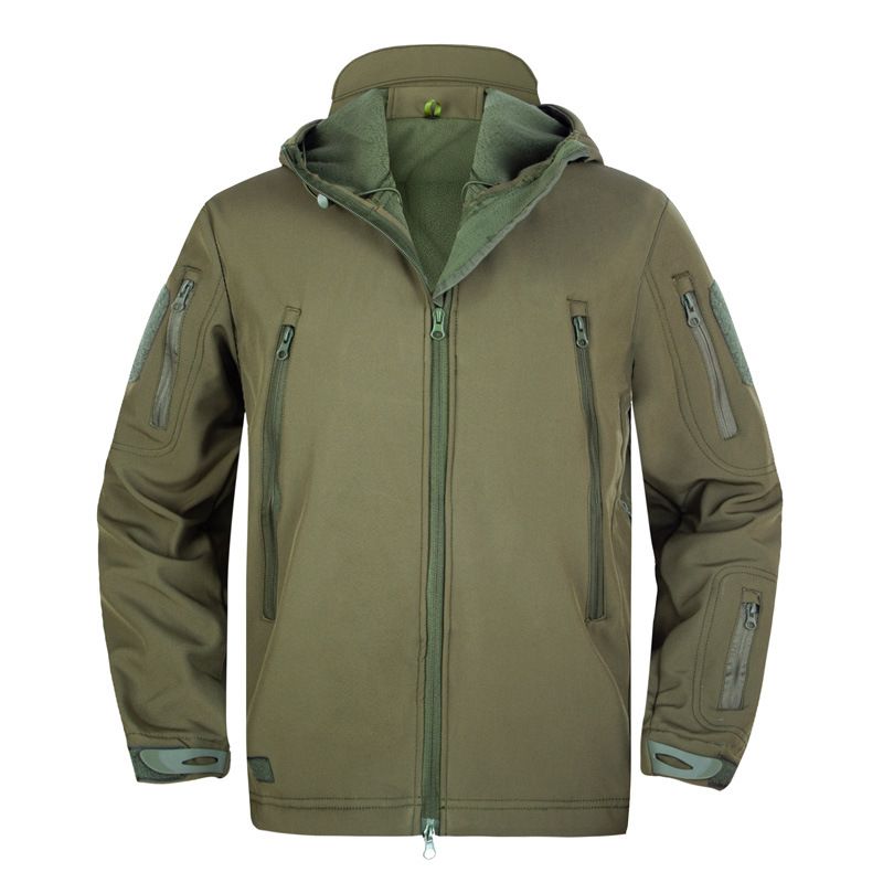 Veste softshell tactique avec doublure polaire - Coupe-vent camouflage toutes saisons pour la randonnée et le combat urbain (gris/vert/marron/noir/camouflage nocturne)_voghion.com