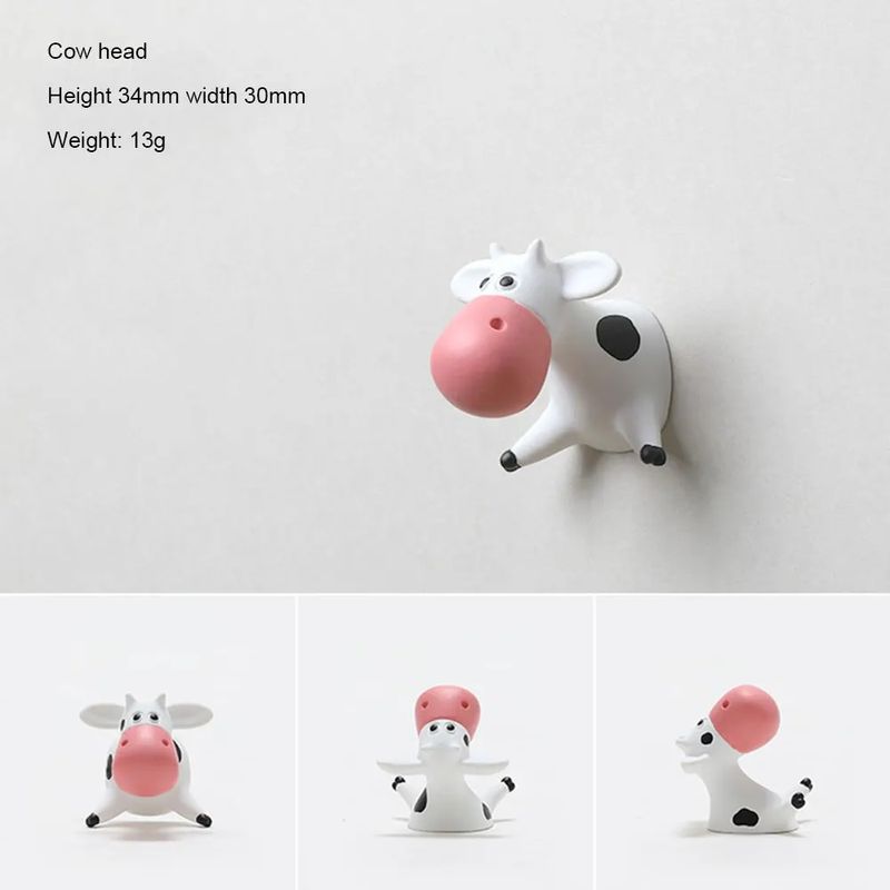 Cow Refrigerator Stickers Lying On Their Stomachs Cartoon Cute 3D Three-Dimensional Resin Magnets Creative Art Design Kitchen_voghion.com
