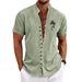 Herrenbekleidung Sommer Neues Retro-Kurzarmhemd aus Baumwolle und Leinen mit Button-Down-Kragen_voghion.com