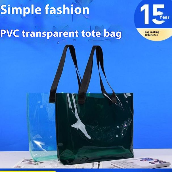 Borsa tote impermeabile in PVC con stampa gelatinosa, borsa per imballaggio laser a tracolla trasparente, grande capacità, stile minimalista_voghion.com