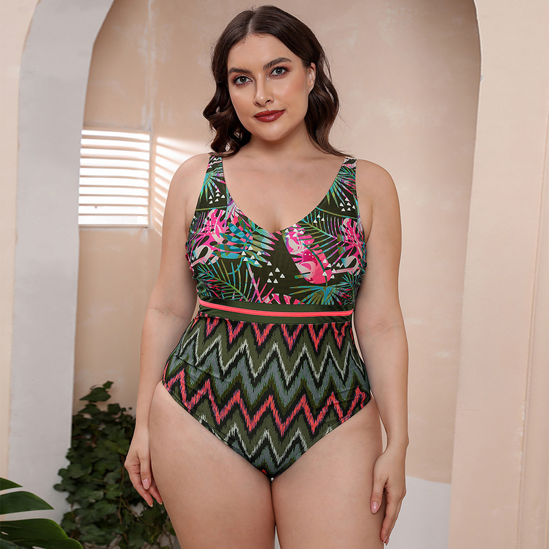 Printemps chaud vacances Camisole rayé gilet maillot de bain imprimé grande taille une pièce maillot de bain pour femme_voghion.com