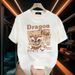 2024 The Year Of The Loong Pattern Cotton Summer Short Sleeve T-shirt Men's Fashion Brand Printed Lifetime White Round Neck Top_voghion.com