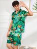 Kurzärmliges Pyjama- und Heimkleidungsset aus bedruckter Kunstseide für Herren_voghion.com