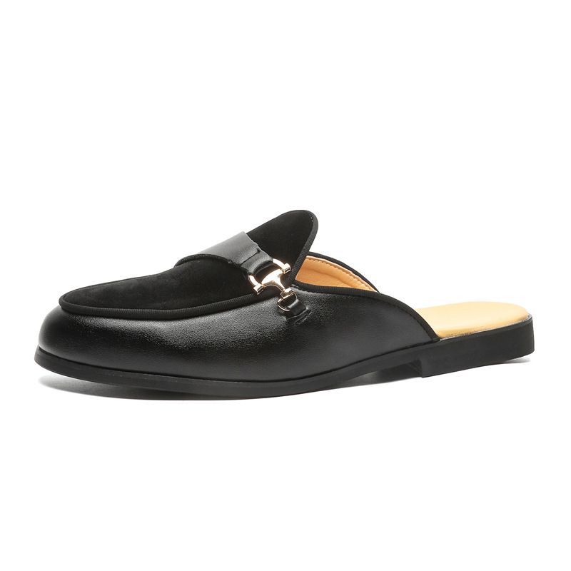 2025s Yi Zou Leopard 2024 Summer Breathable Lazy Leather Slippers For Men, Light Backless Slip-On Men's Shoes, Large_voghion.com