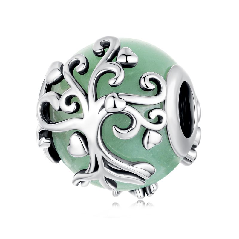 Tree Of Life Aventurine Charm Sterling Silver Charm, BSC1148_voghion.com