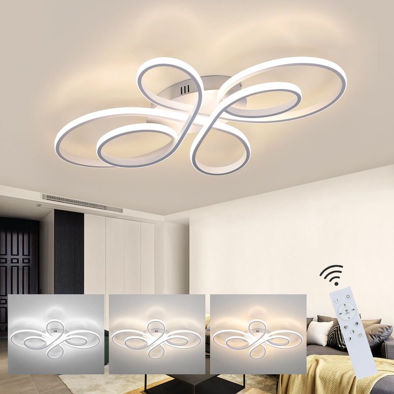 Deckenlampe LED Deckenleuchte Dimmbar - Wohnzimmerlampe 80cm Weiß 78W Moderne Schlafzimmerlampe Mit Fernbedienung Deckenbeleuchtung Groß Für Büro Küche_voghion.com