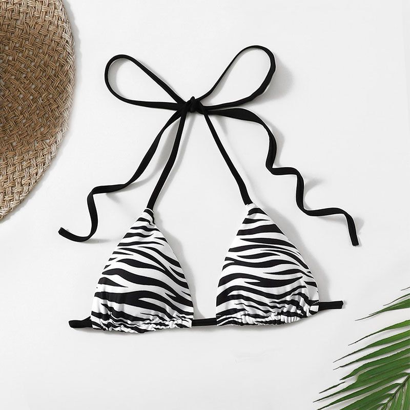 Maillot de bain Bikini imprimé à lacets pour femmes, col licou, Sexy, haut de bikini, maillots de bain _voghion.com