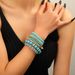 Böhmisches türkisfarbenes rundes Perlenarmband-Set, Retro-elastisches Strass-Reisperlenarmband, Handschmuck, Handschnur_voghion.com