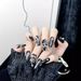 Edgy Y2K Press On Nails - Dark Dazzling Glitter & Butterfly Design, Gothic Glam Reusable Nails_voghion.com