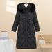 Langer, wattierter Damenmantel mit Kunstpelzkapuze, übergroße Winterjacke, warme Oberbekleidung in Übergröße, modischer Stil, Reißverschluss, mehrere Taschen_voghion.com