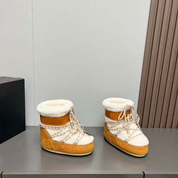 2024 Herbst/Winter Trendy Snow Round Head Thick Bottom Wool Strap Design Warm Moon Boots für Damen_voghion.com