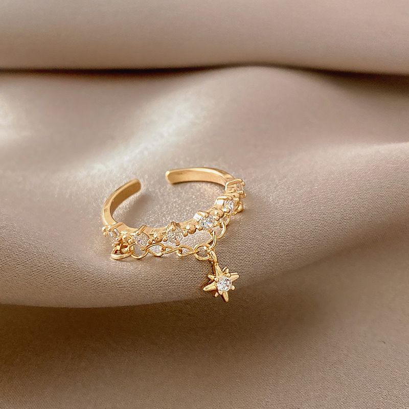 Sterling VENUS Sier Inlaid Zircon Eight-pointed Star Ring Ladies Temperament Index Finger Ring Jewelry Gi_voghion.com
