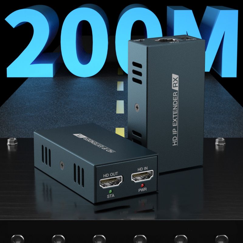 200M HDMI Extender Over Single Cat5e/6 HDMI to rj45 Over IP/TCP by Ethernet Switch One to Multiple Monitors 1080P Video Extended_voghion.com