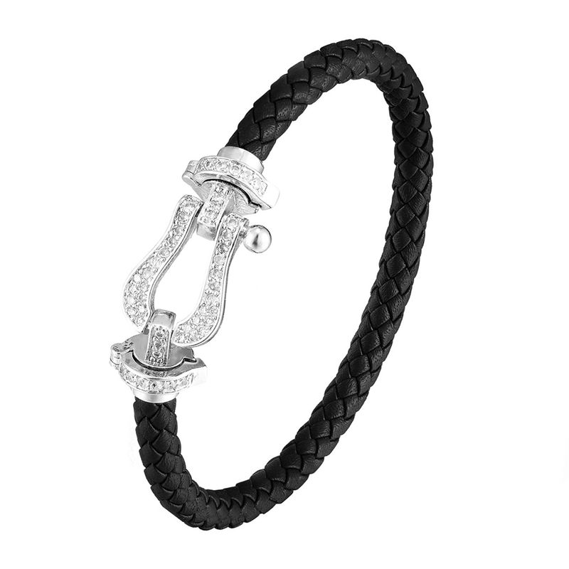 Fashionable and trendy women's with horseshoe buckle, diamond studded U-shaped head, micro inlaid bracelet, simple_voghion.com