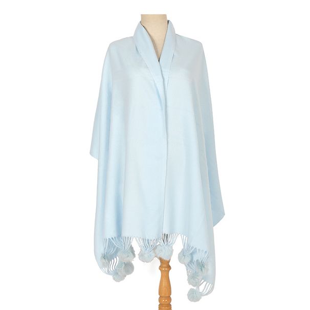 Women's Scarves Autumn And Winter Rabbit Fur Ball Solid Color Scarf Warm Quill Pure Knitted Shawl Women Scarf_voghion.com