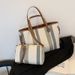 Women's Bags Canvas Mother And Child Bag New Large Capacity Shoulder Underarm Bag Popular Canvas Striped Tote Bag_voghion.com