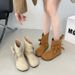 Bowknot Retro Französisch Weichen Sohlen Kurze Stiefel Für Frauen 2025 Herbst Neue Stil Modische Vielseitig Plissiert Kurze Stiefel_voghion.com