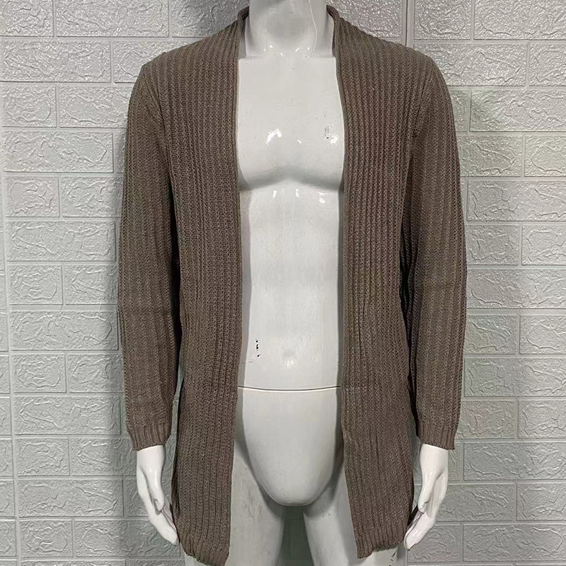 Herrenpullover Modischer Pullover mit langen Ärmeln und großer Strickjacke_voghion.com