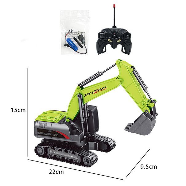 6-Kanal-Elektrobagger mit Fernbedienung aus Legierung für Kinder – realistisches Baufahrzeug mit Grab- und Schaufelfunktionen_voghion.com