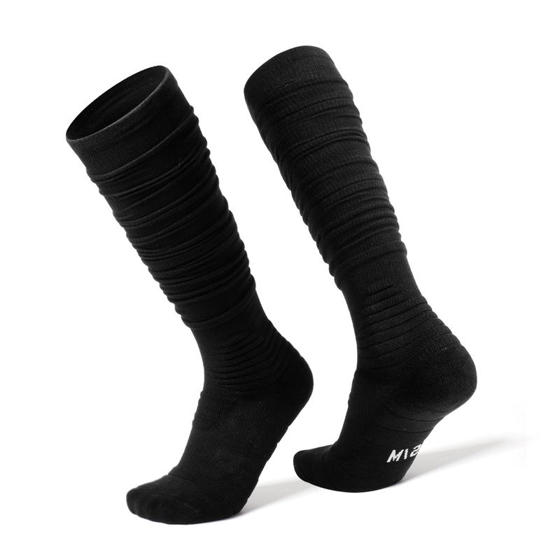 Meias de rugby de futebol adulto com pilha extra longa, amortecimento espessado, meias altas de algodão com laço_voghion.com