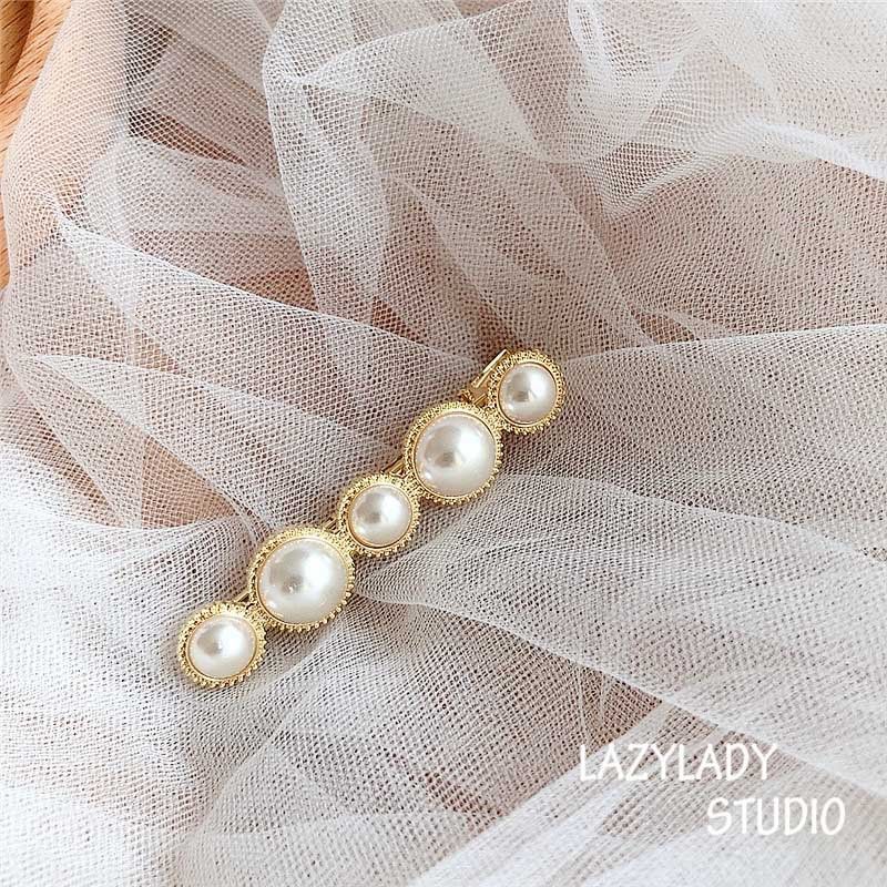 Ötvözetből készült kis stílusú retro gyöngyös kacsacsőrű csat, felső csat, egyszerű, édes internetes ünneplő hajtű frufru csat_voghion.com