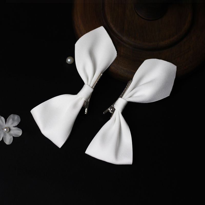 Unisex Dreidimensionale Schleife seitlicher Clip zu mädchenhafter seitlicher Clip Satin Tuch Haarspange Braut Kopfschmuck_voghion.com