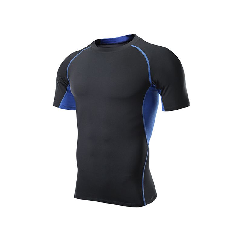 Men's clothing Sports T-shirt Men's running short sleeve fitness tights breathable quick dry moisture wadding sweat pressure_voghion.com
