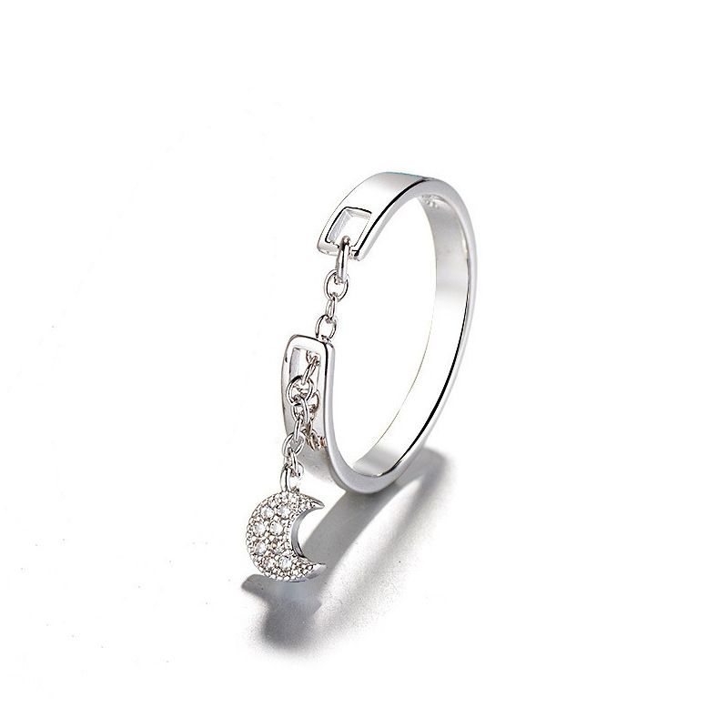 Stern mond kette ring weibliche trendy persönlichkeit net rot geometrische quaste zeigefinger ring mode neue weibliche_voghion.com