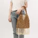 Summer Braided Bead Purse Handbags Solid Color Hollow-out Woven Tote Female Travel Fringe Beach Reticulate Netted Canvas_voghion.com