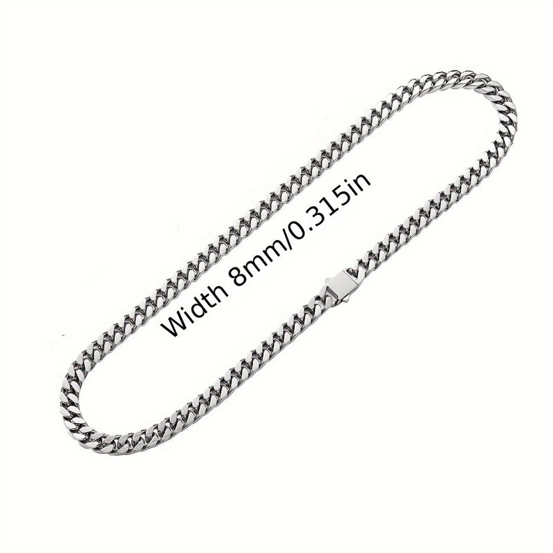 Collana hip-hop spessa con catena cubana criptata a quattro lati in acciaio inossidabile lucido da uomo, molto venduta_voghion.com