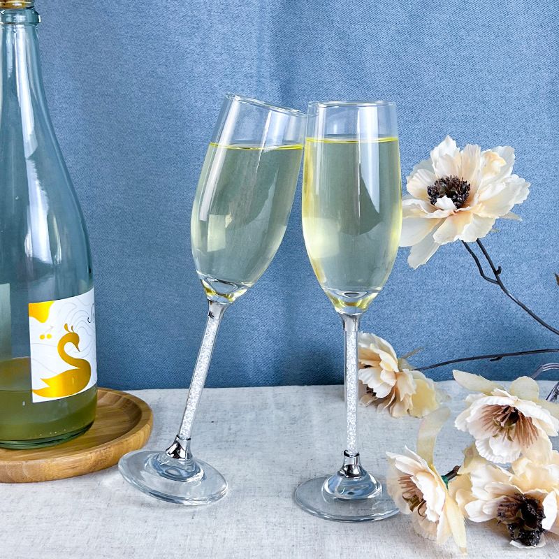 Home & Garden Glass Silver Drill Stem Champagne Glass Hot Product 2 Pack Spot Wholesale Home Wedding Gift High Foot Champagne Glass_voghion.com