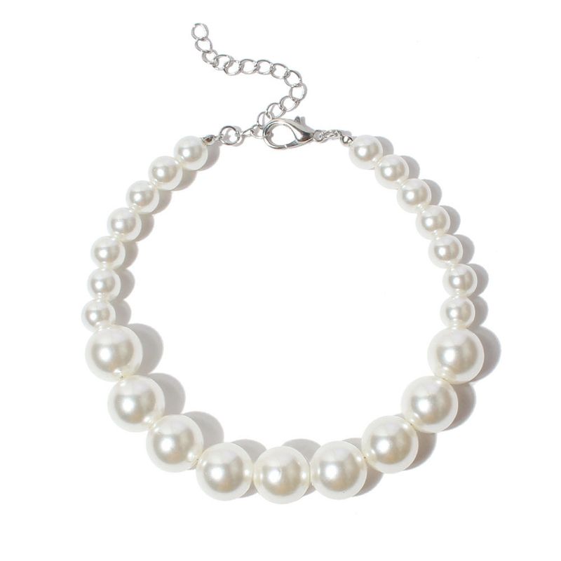 Cute Teddy Bago Fighting Pearl Chain Small Dog Collar Pet Necklace Accessories 22670_voghion.com
