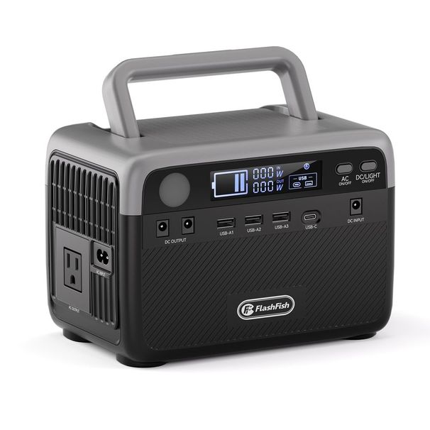 Flashfish 230,4 Wh LiFePO4 300 W (Spitze 600 W) Solargenerator mit Wechselstromsteckdosen, tragbares Kraftwerk, Powerbank, Batterie-Backup für Hurrikan-Notfälle/im Freien_voghion.com