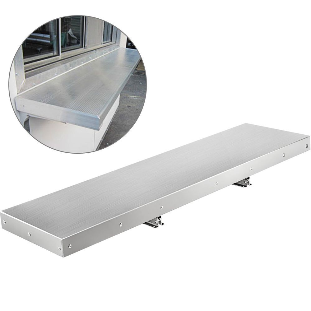 Concession Shelf 48L X 12W Inch Stainless Steel Drop Down Folding Serving Food Shelf Stand Serving For Concession Trailer Serving Window_voghion.com