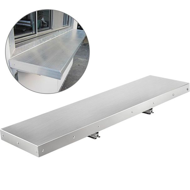 Concession Shelf 48L X 12W Inch Stainless Steel Drop Down Folding Serving Food Shelf Stand Serving For Concession Trailer Serving Window_voghion.com