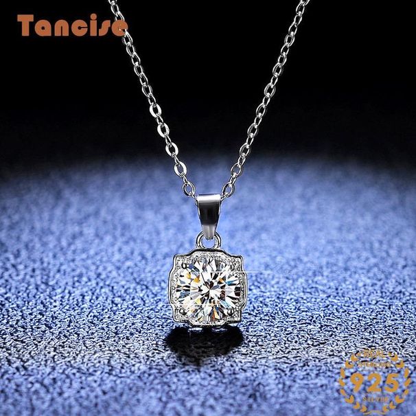 Collana con ciondolo in moissanite in argento Tancise Personality, regalo classico per le feste da donna_voghion.com