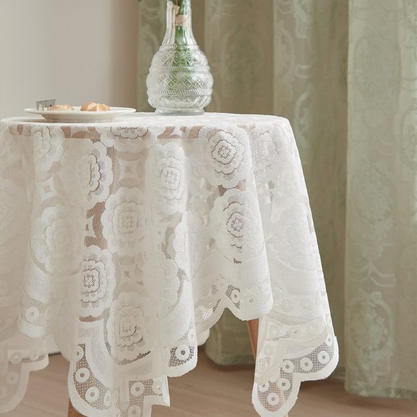 Tischdecke aus Polyesterspitze – Stilvolle quadratische Abdeckung für Couchtisch, Küche, Fernsehtisch – Hitzebeständig, waschbar, elegantes florales geometrisches Design_voghion.com