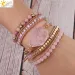 Charm CSJA Natural Stone Bracelet Pink Quartz Leather Wrap Bracelets for Women Rose Gems Crystal Beads Bohemia Jewelry 5_voghion.com
