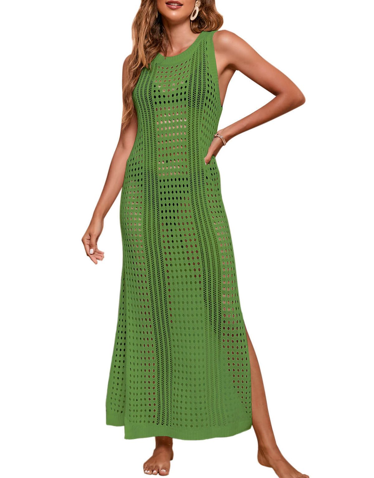 Női hosszú, bő, egyszínű, üreges kötött felső_voghion.com