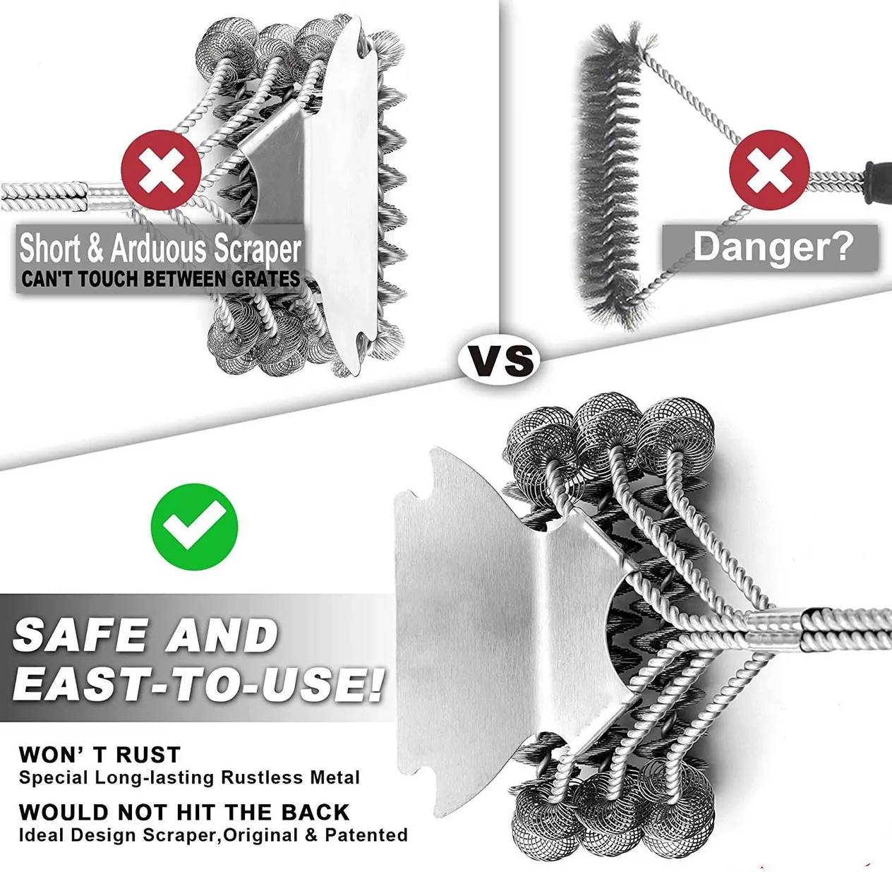 Dom Ogród Szczotka do czyszczenia Szczotka do grilla Szczotka druciana Szczotka do grilla BBQ_voghion.com
