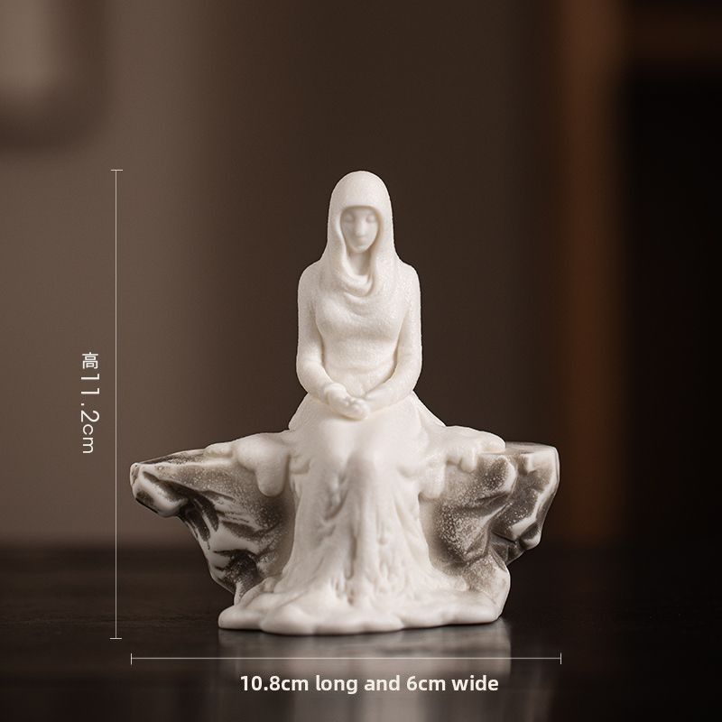 Eisskulptur, Schneefrau, kreative Keramik-Ornament, Dame, Zen, Zuhause, Wohnzimmer, Eingang, Weinschrank, Curio-Regal_voghion.com