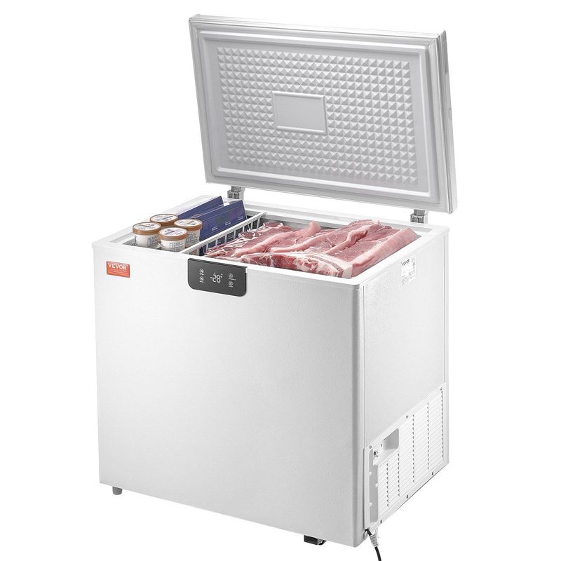 VEVOR Chest Freezer, 7 Cu.ft / 198 L Compact Deep Freezer, Free Standing Top Open Door Compact Freezers With 2 Removable Baskets & Adjustable Thermostat, Energy Saving & Low Noise, White_voghion.com