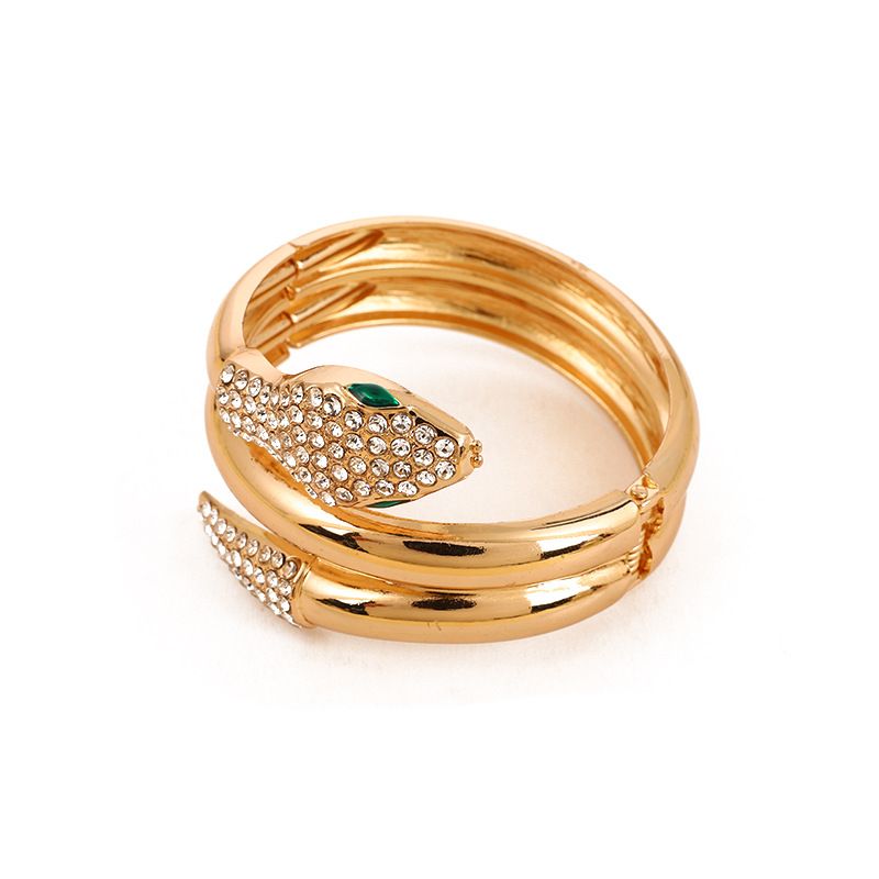 Hot Selling Snake Inlay Diamond Surround Personality Design Hip-Hop Trendy Armband_voghion.com