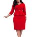 women's V neck ruffled high waist slim OL commuter pencil skirt foreign trade dress_voghion.com