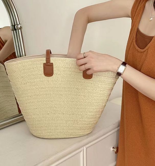 Nuova borsa a tracolla da spiaggia semplice, grande capacità, in paglia intrecciata di carta, per le vacanze al mare da donna_voghion.com